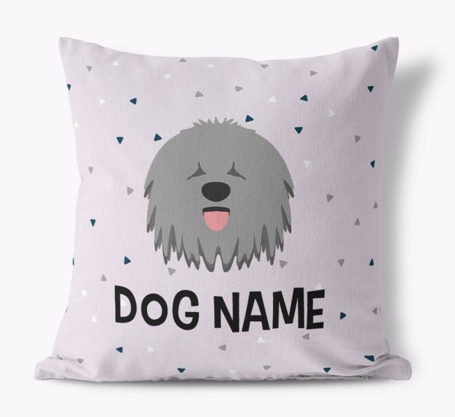 Triangle Pattern with {dogsName}'s Icon: Personalised Canvas Cushion